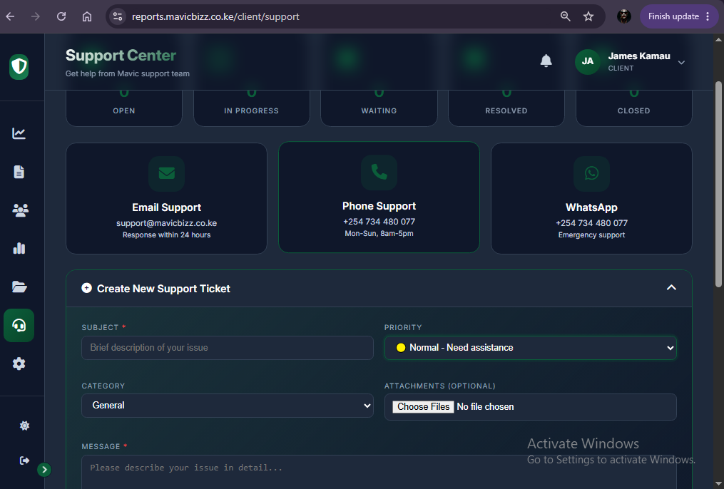 Mavic loss control dashboard operations view